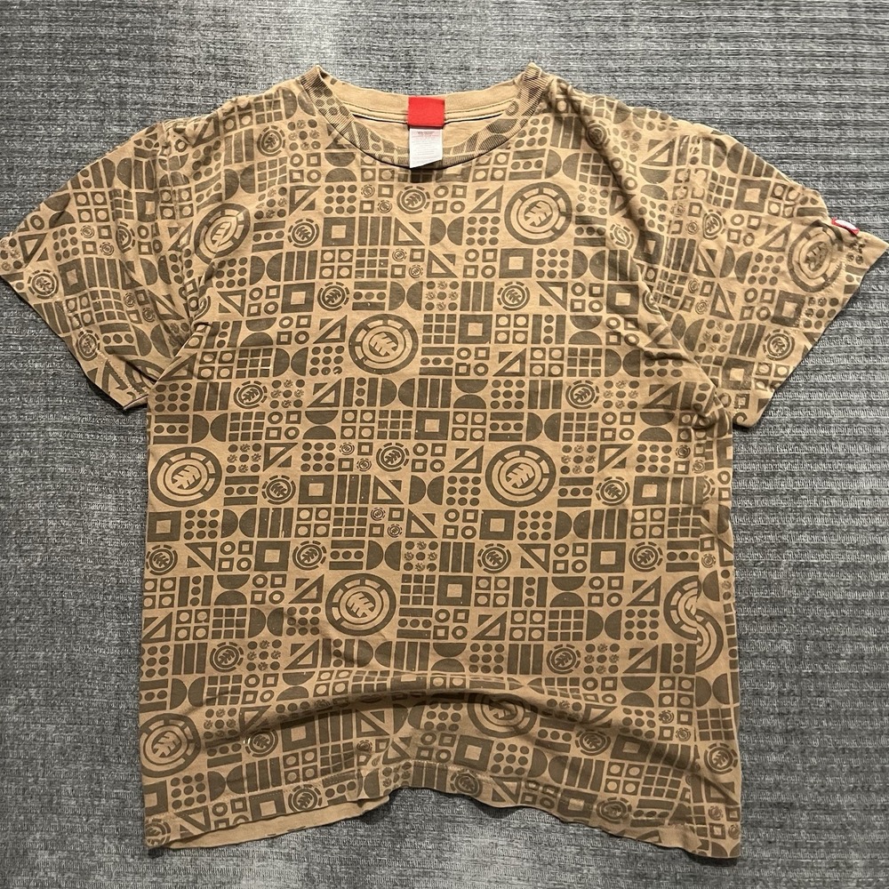 Vintage Y2K Element Skateboards Shirt Size M Y2K Earth Tone Browns AOP